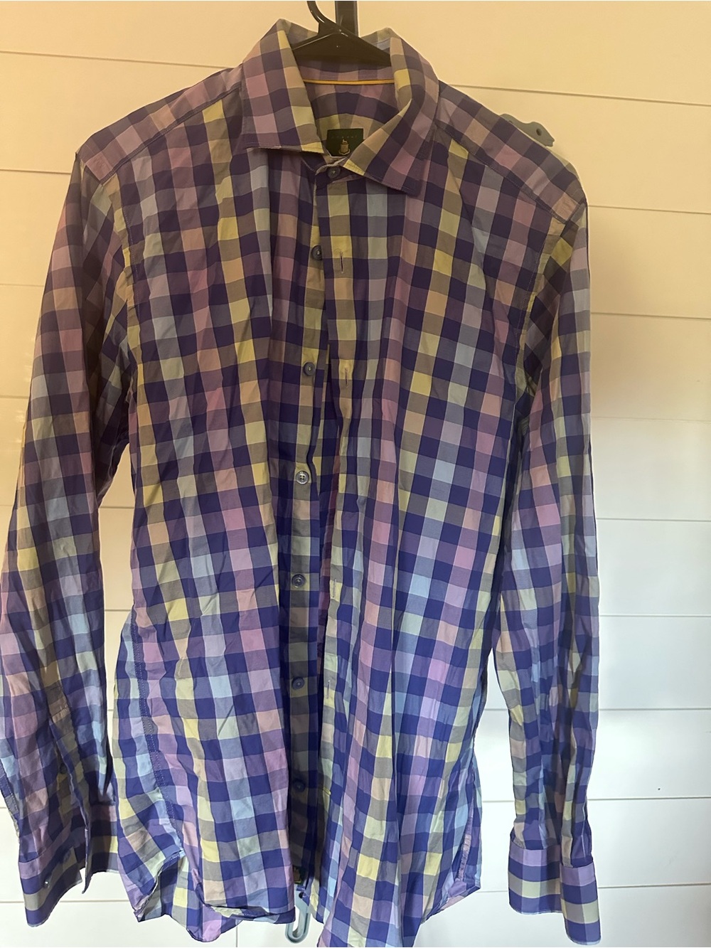 #54 Robert Talbott Purple and Yellow Plaid Button-Down Shirt